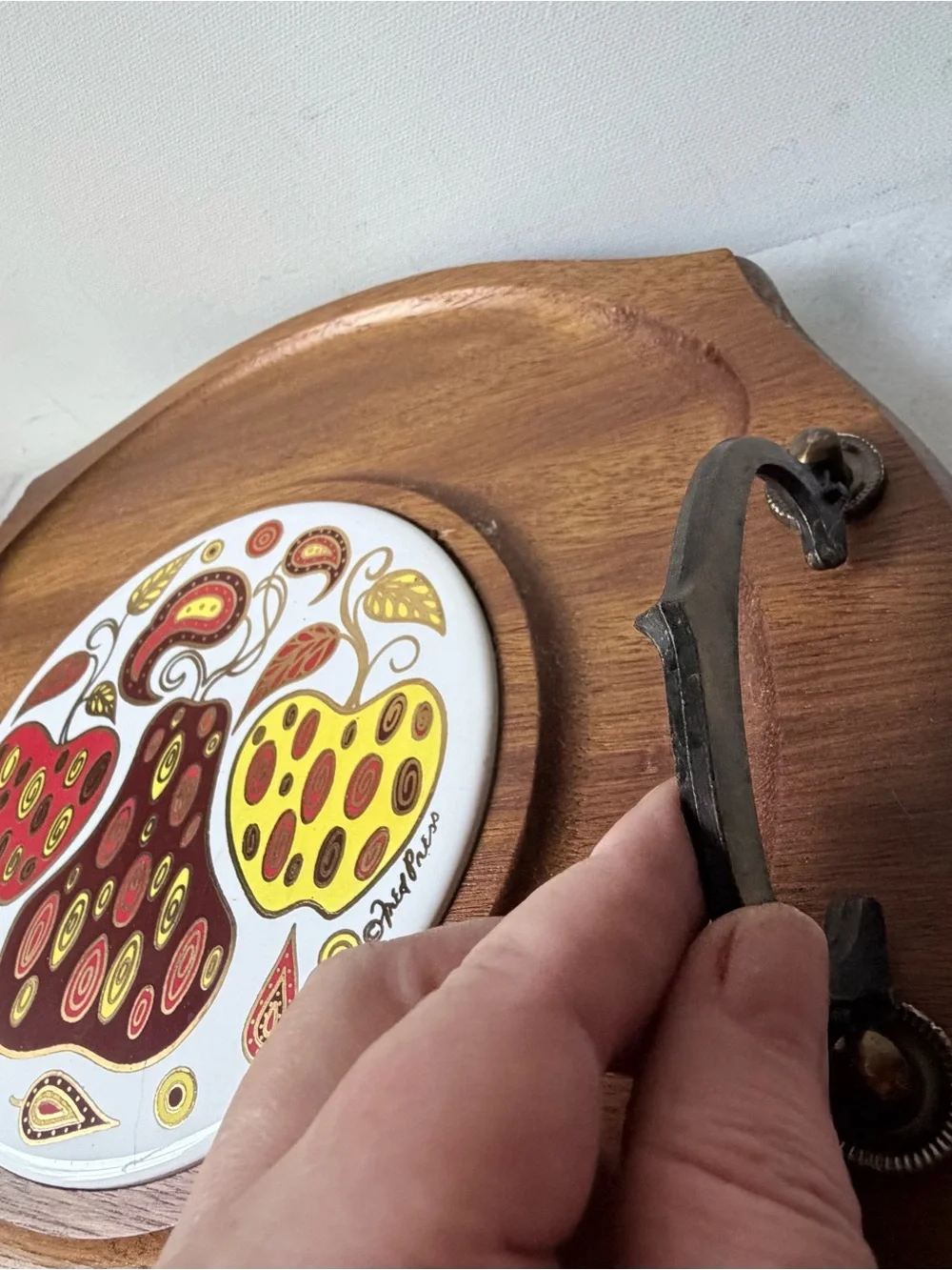 vintage Fred Press mid-century modern wooden serving tray and cheese board